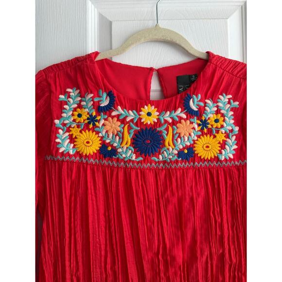 Label by Five Twelve Red Embroidered Boho Long Sleeve Dress size Small - Picture 3 of 10